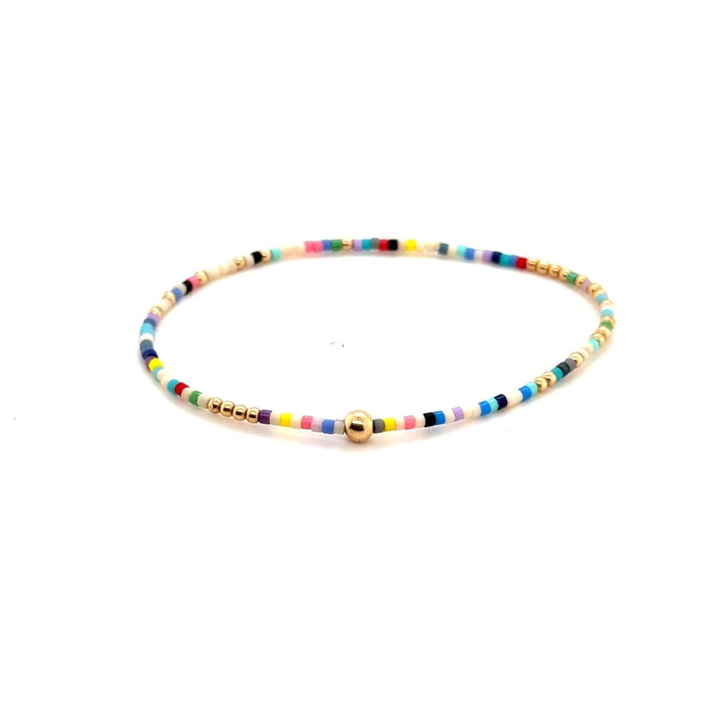 Enewton Hope Unwritten Multi Color Seed Bead Gold Filled Stretch Bracelet Womens